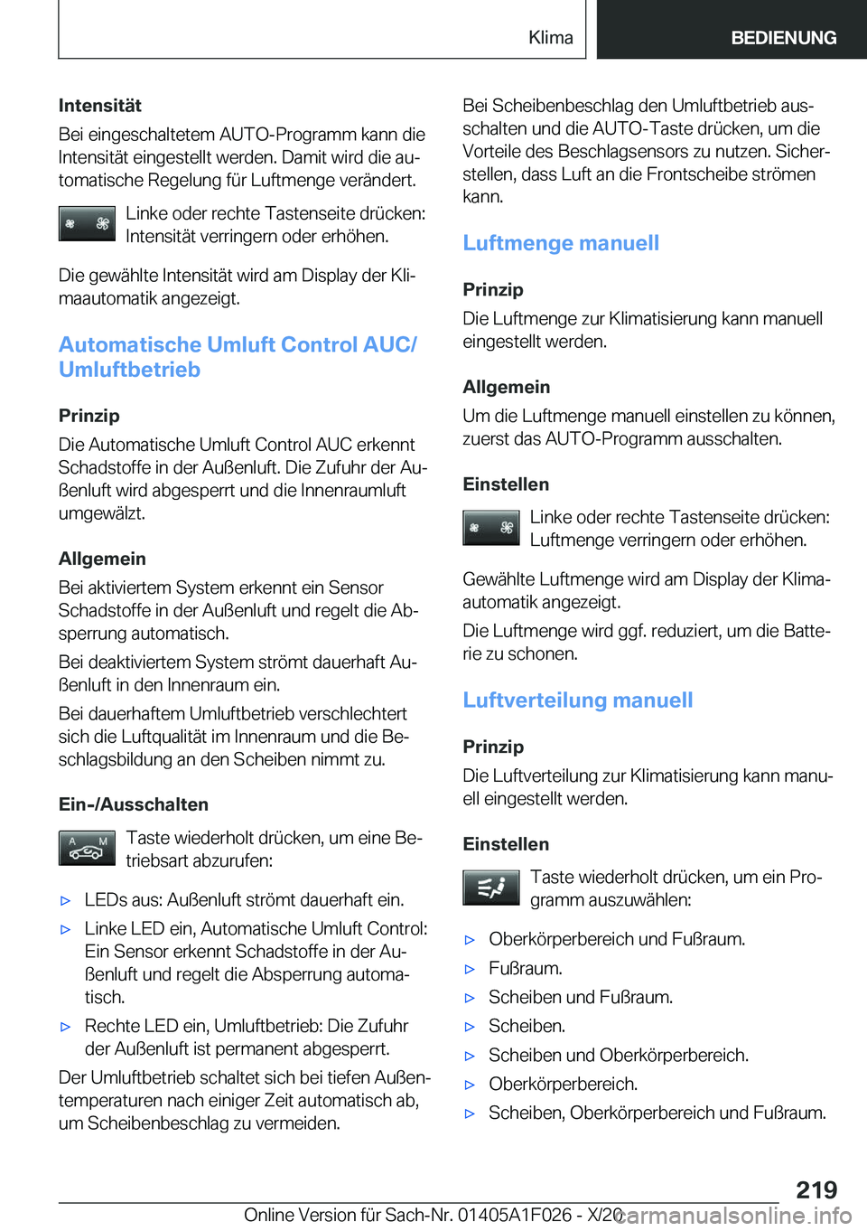 BMW X1 2021  Betriebsanleitungen (in German) �I�n�t�e�n�s�i�t�