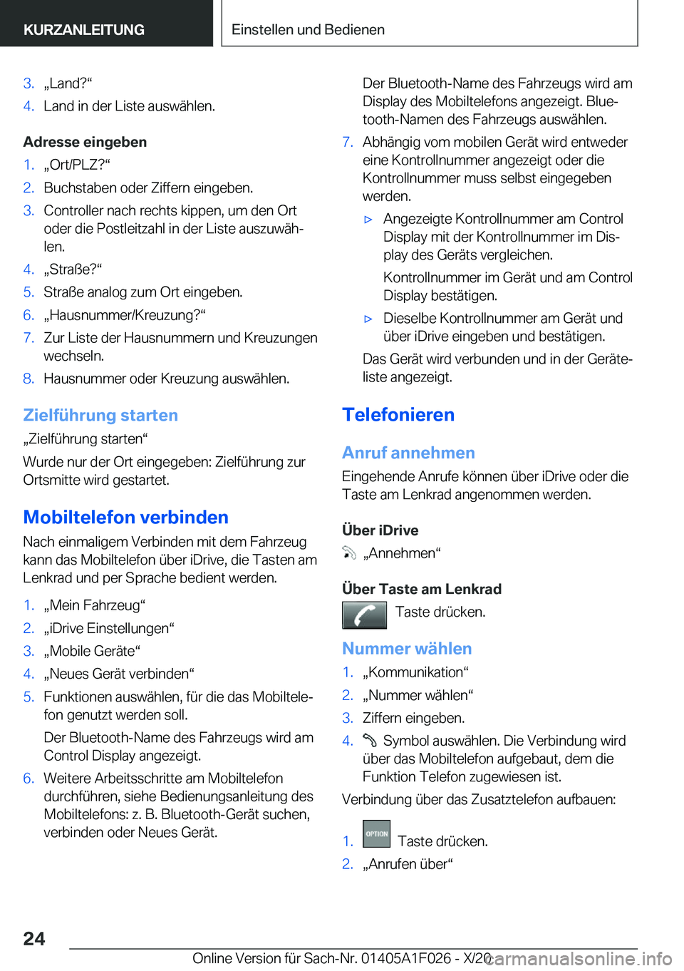 BMW X1 2021  Betriebsanleitungen (in German) �3�.x�L�a�n�d� v�4�.�L�a�n�d��i�n��d�e�r��L�i�s�t�e��a�u�s�w�
