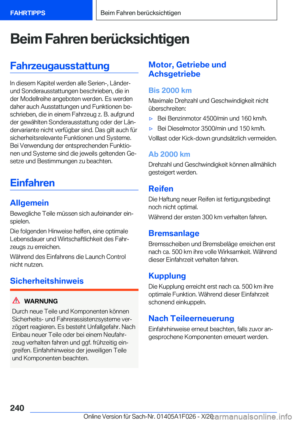 BMW X1 2021  Betriebsanleitungen (in German) �B�e�i�m��F�a�h�r�e�n��b�e�r�