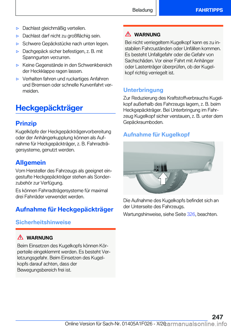 BMW X1 2021  Betriebsanleitungen (in German) x�D�a�c�h�l�a�s�t��g�l�e�i�c�h�m�