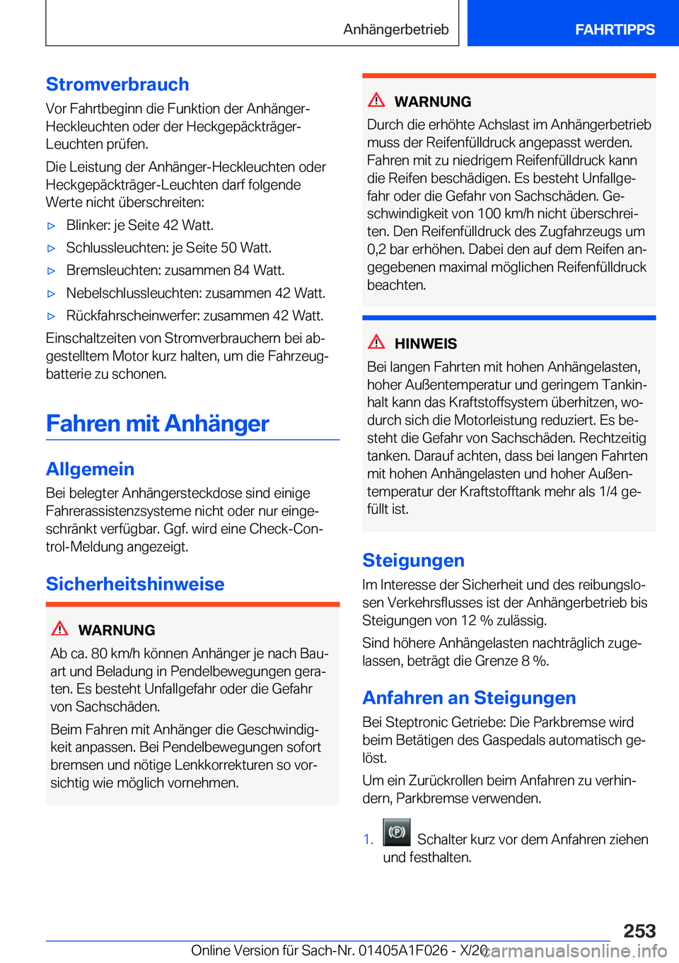 BMW X1 2021  Betriebsanleitungen (in German) �S�t�r�o�m�v�e�r�b�r�a�u�c�h�V�o�r��F�a�h�r�t�b�e�g�i�n�n��d�i�e��F�u�n�k�t�i�o�n��d�e�r��A�n�h�