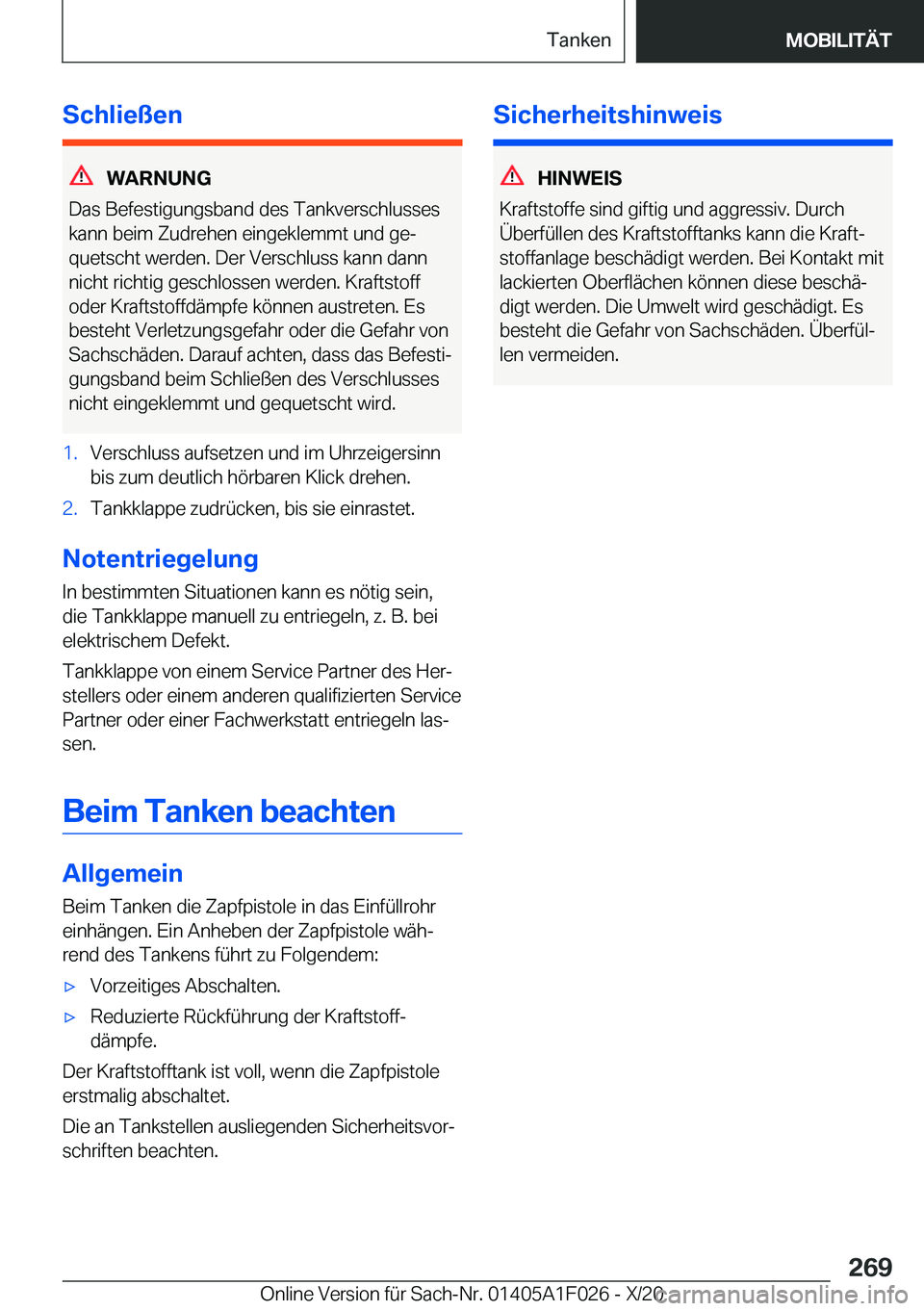 BMW X1 2021  Betriebsanleitungen (in German) �S�c�h�l�i�e�