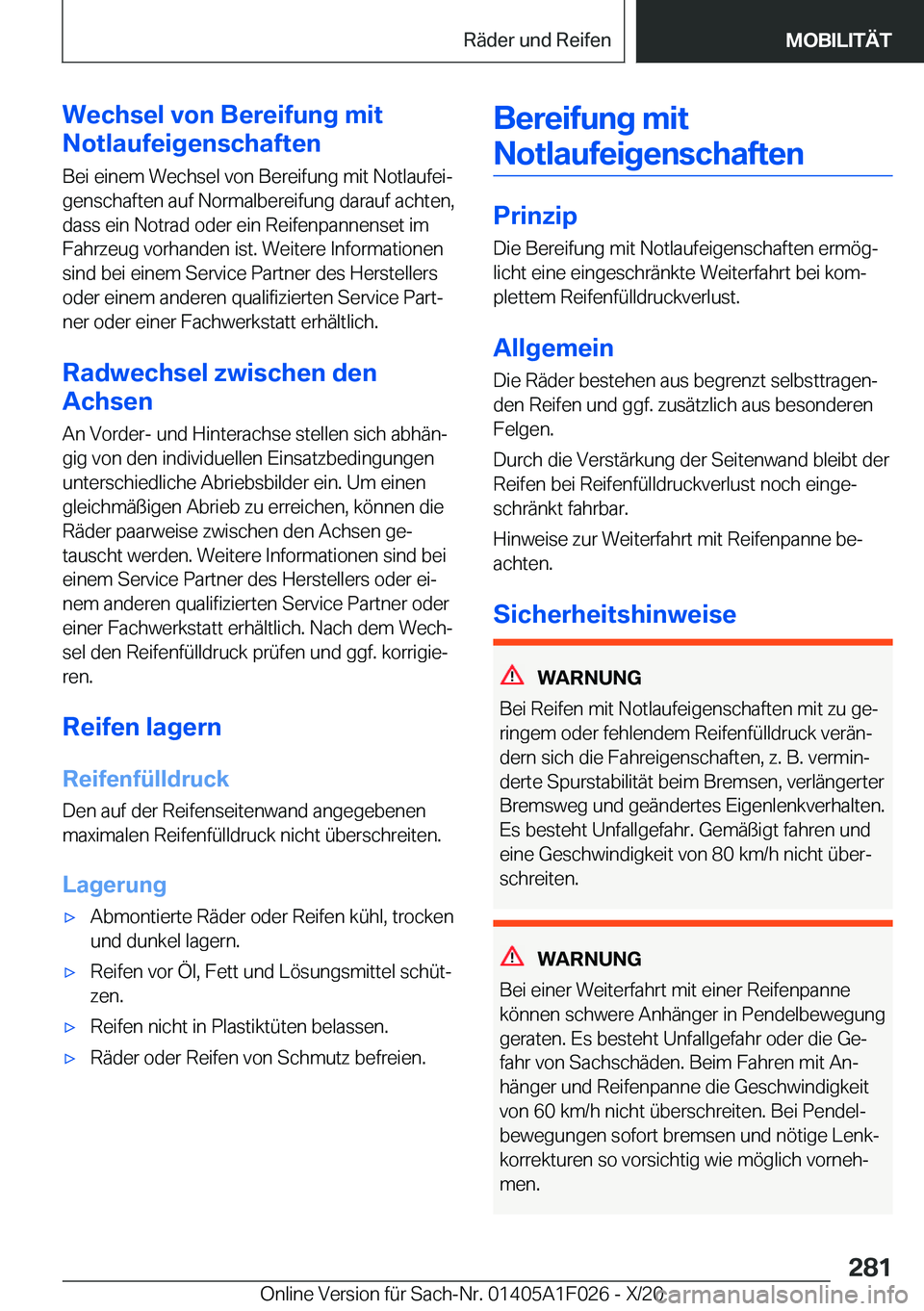 BMW X1 2021  Betriebsanleitungen (in German) �W�e�c�h�s�e�l��v�o�n��B�e�r�e�i�f�u�n�g��m�i�t
�N�o�t�l�a�u�f�e�i�g�e�n�s�c�h�a�f�t�e�n
�B�e�i��e�i�n�e�m��W�e�c�h�s�e�l��v�o�n��B�e�r�e�i�f�u�n�g��m�i�t��N�o�t�l�a�u�f�e�ij
�g�e�n�s�c�h�a�