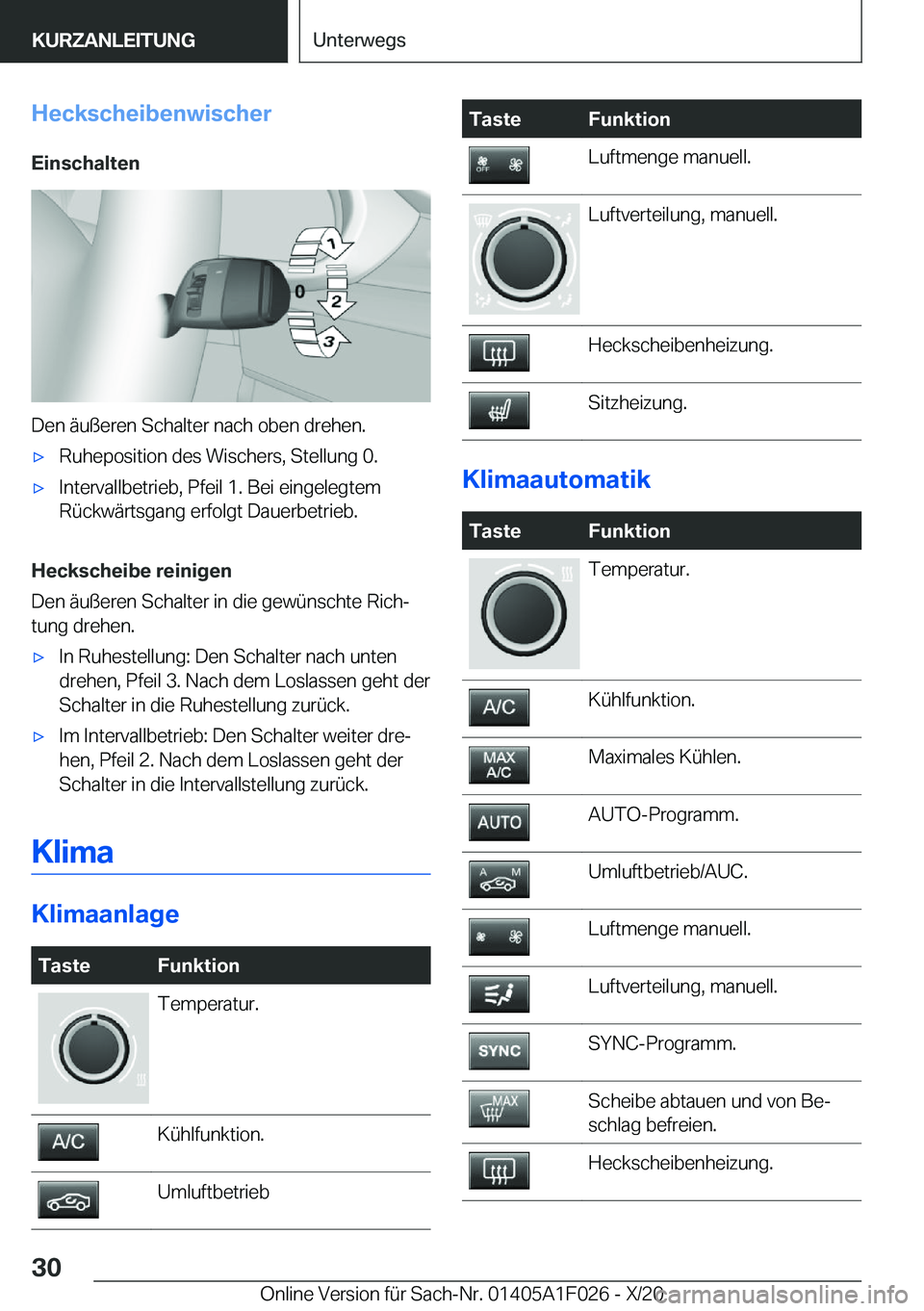 BMW X1 2021  Betriebsanleitungen (in German) �H�e�c�k�s�c�h�e�i�b�e�n�w�i�s�c�h�e�r�E�i�n�s�c�h�a�l�t�e�n
�D�e�n��