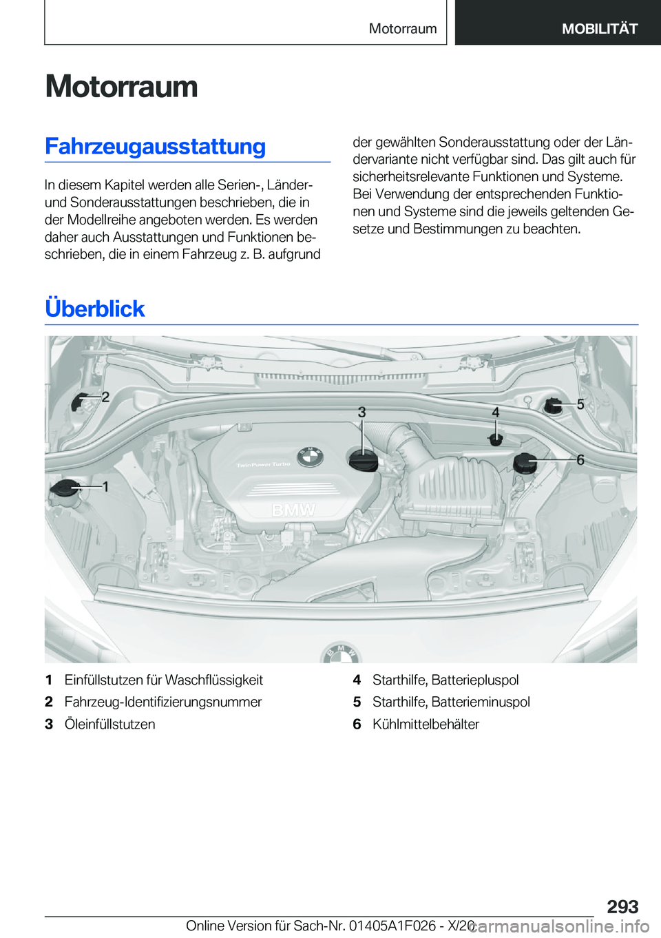 BMW X1 2021  Betriebsanleitungen (in German) �M�o�t�o�r�r�a�u�m�F�a�h�r�z�e�u�g�a�u�s�s�t�a�t�t�u�n�g
�I�n��d�i�e�s�e�m��K�a�p�i�t�e�l��w�e�r�d�e�n��a�l�l�e��S�e�r�i�e�n�-�,��L�