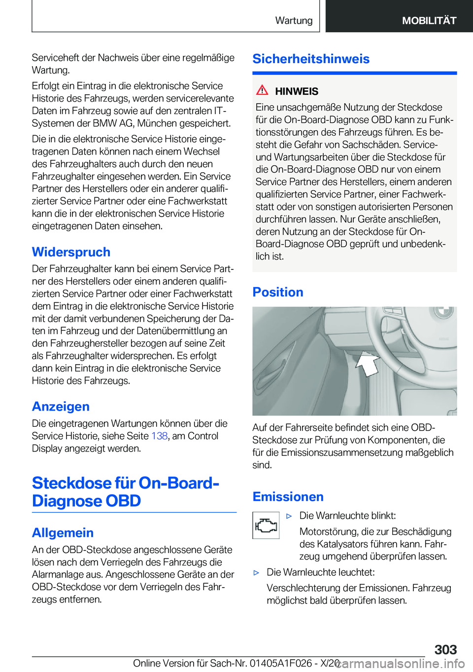 BMW X1 2021  Betriebsanleitungen (in German) �S�e�r�v�i�c�e�h�e�f�t��d�e�r��N�a�c�h�w�e�i�s��