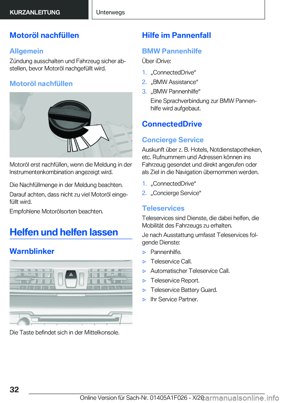 BMW X1 2021  Betriebsanleitungen (in German) �M�o�t�o�r�