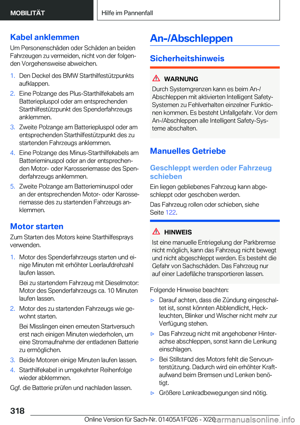 BMW X1 2021  Betriebsanleitungen (in German) �K�a�b�e�l��a�n�k�l�e�m�m�e�n�U�m��P�e�r�s�o�n�e�n�s�c�h�
