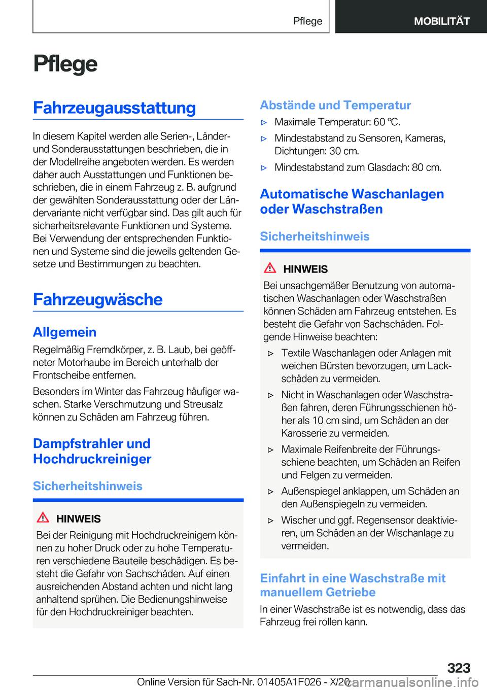 BMW X1 2021  Betriebsanleitungen (in German) �P�f�l�e�g�e�F�a�h�r�z�e�u�g�a�u�s�s�t�a�t�t�u�n�g
�I�n��d�i�e�s�e�m��K�a�p�i�t�e�l��w�e�r�d�e�n��a�l�l�e��S�e�r�i�e�n�-�,��L�