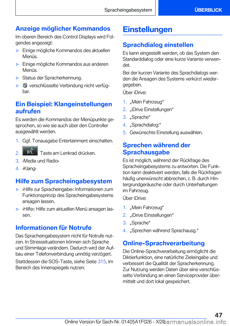 BMW X1 2021  Betriebsanleitungen (in German) �A�n�z�e�i�g�e��m�