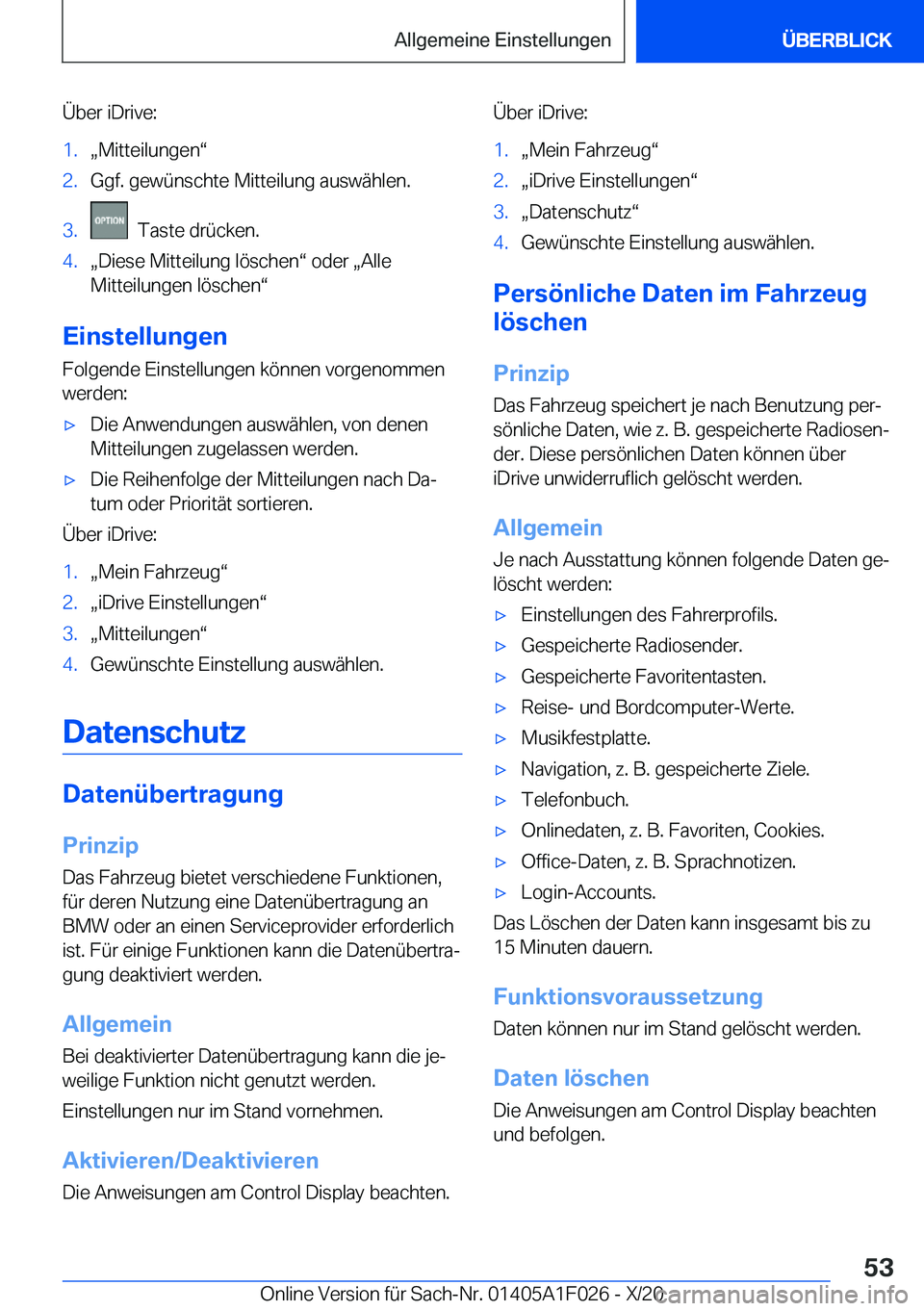 BMW X1 2021  Betriebsanleitungen (in German) �