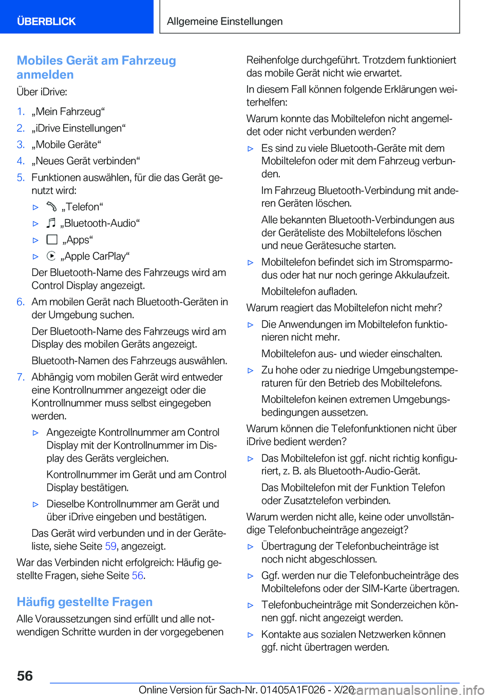 BMW X1 2021  Betriebsanleitungen (in German) �M�o�b�i�l�e�s��G�e�r�