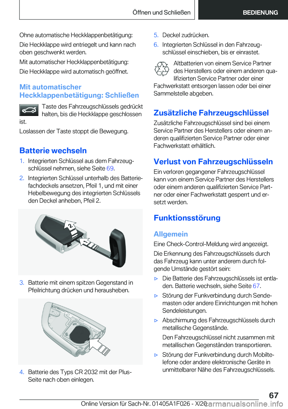 BMW X1 2021  Betriebsanleitungen (in German) �O�h�n�e��a�u�t�o�m�a�t�i�s�c�h�e��H�e�c�k�k�l�a�p�p�e�n�b�e�t�