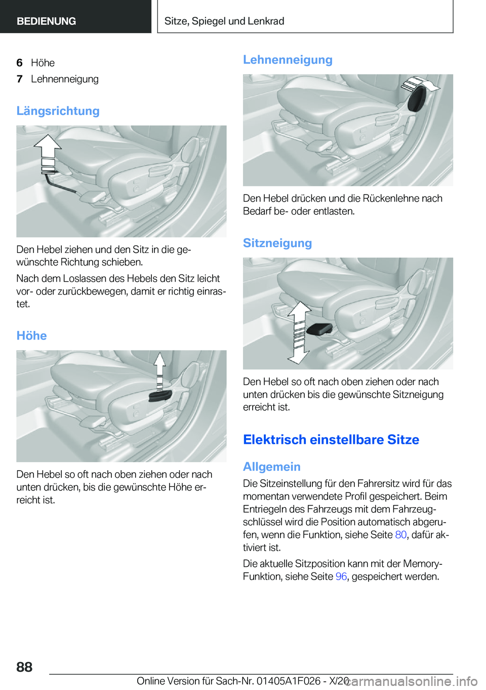 BMW X1 2021  Betriebsanleitungen (in German) �6�H�