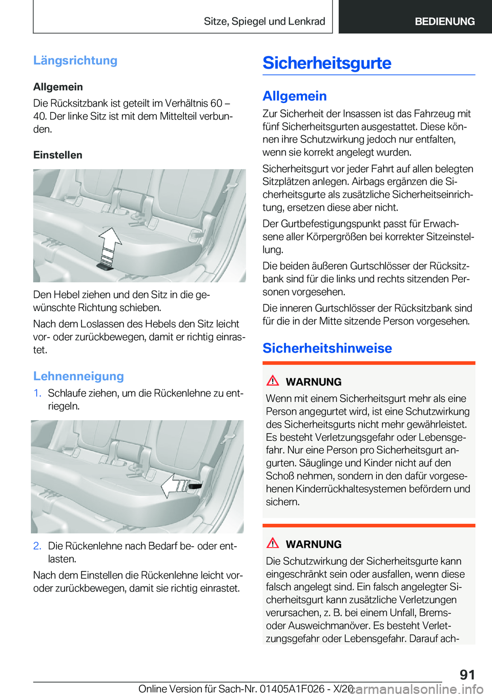 BMW X1 2021  Betriebsanleitungen (in German) �L�
