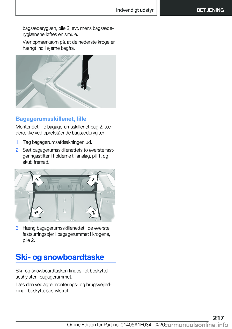BMW X1 2021  InstruktionsbØger (in Danish) �b�a�g�s�æ�d�e�r�y�g�l�æ�n�,��p�i�l�e��2�,��e�v�t�.��m�e�n�s��b�a�g�s�æ�d�ej�r�y�g�l�æ�n�e�n�e��l�