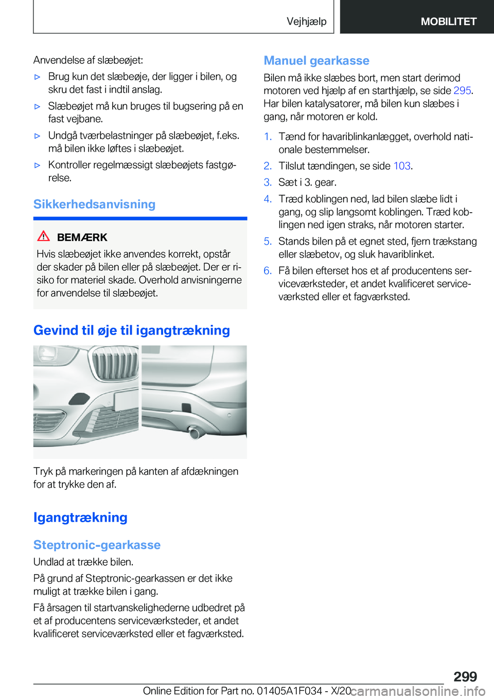 BMW X1 2021  InstruktionsbØger (in Danish) �A�n�v�e�n�d�e�l�s�e��a�f��s�l�æ�b�e�