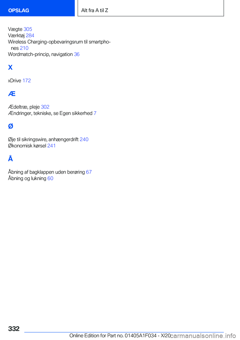 BMW X1 2021  InstruktionsbØger (in Danish) �V�æ�g�t�e��3�0�5�
�V�æ�r�k�t�