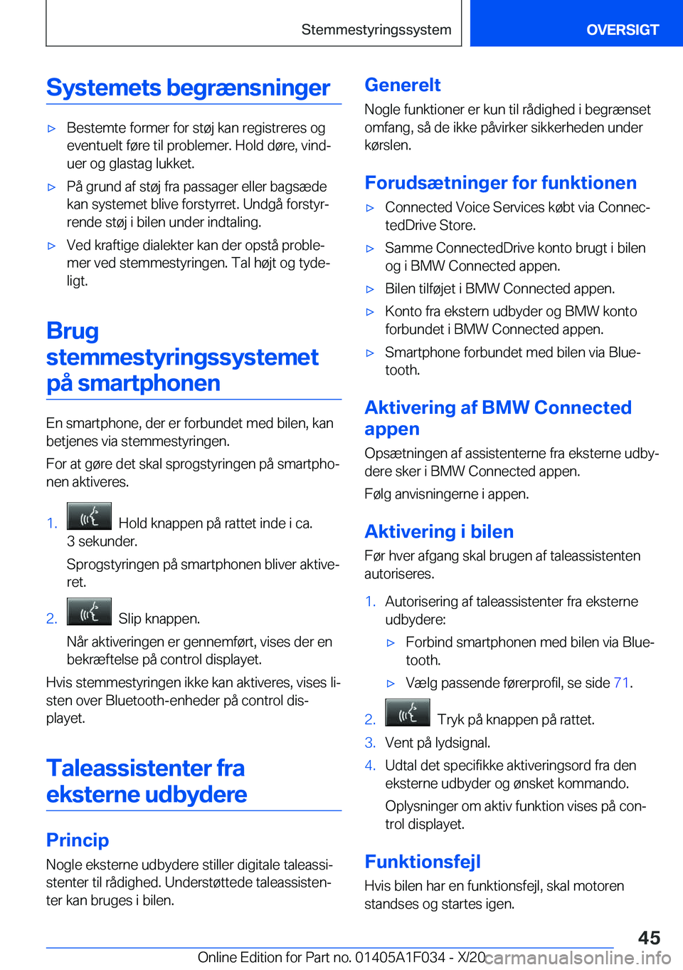 BMW X1 2021  InstruktionsbØger (in Danish) �S�y�s�t�e�m�e�t�s��b�e�g�r�æ�n�s�n�i�n�g�e�r'x�B�e�s�t�e�m�t�e��f�o�r�m�e�r��f�o�r��s�t�