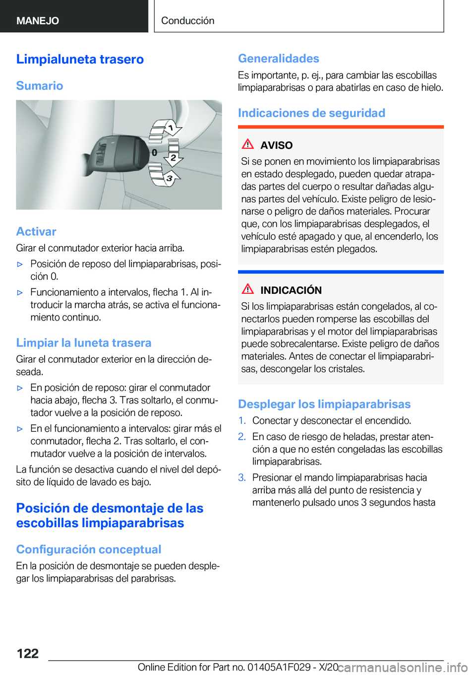 BMW X1 2021  Manuales de Empleo (in Spanish) �L�i�m�p�i�a�l�u�n�e�t�a��t�r�a�s�e�r�o
�S�u�m�a�r�i�o
�A�c�t�i�v�a�r
�G�i�r�a�r��e�l��c�o�n�m�u�t�a�d�o�r��e�x�t�e�r�i�o�r��h�a�c�i�a��a�r�r�i�b�a�.
x�P�o�s�i�c�i�