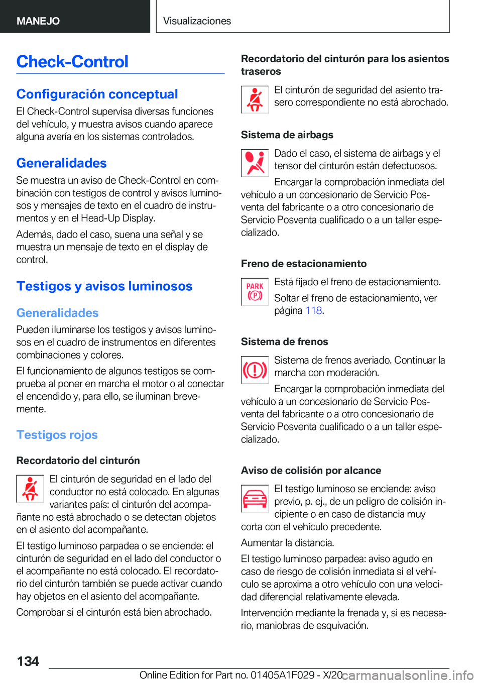 BMW X1 2021  Manuales de Empleo (in Spanish) �C�h�e�c�k�-�C�o�n�t�r�o�l
�C�o�n�f�i�g�u�r�a�c�i�