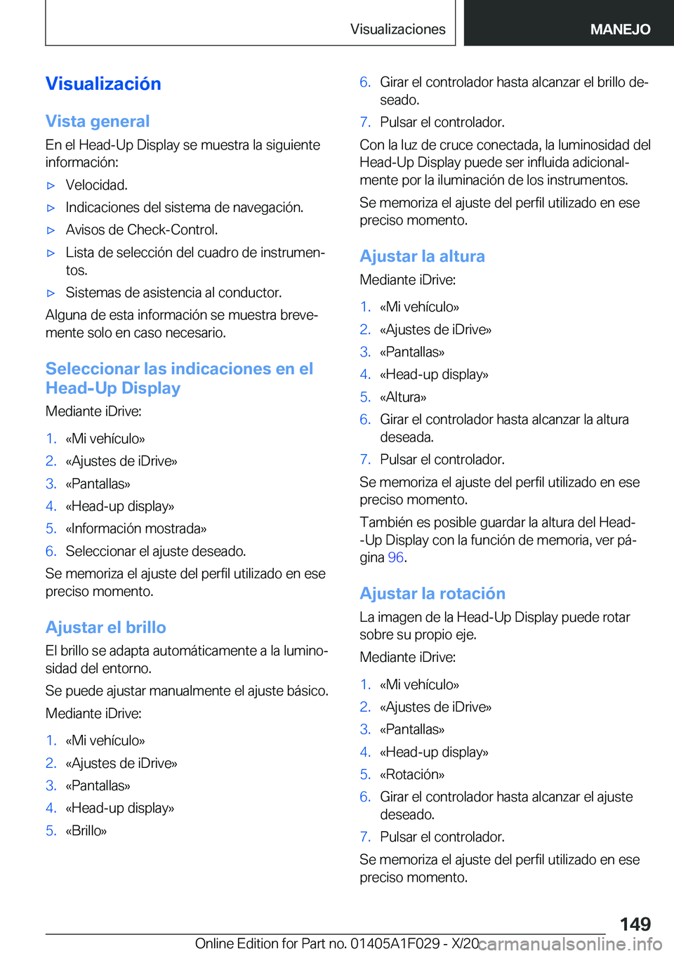 BMW X1 2021  Manuales de Empleo (in Spanish) �V�i�s�u�a�l�i�z�a�c�i�