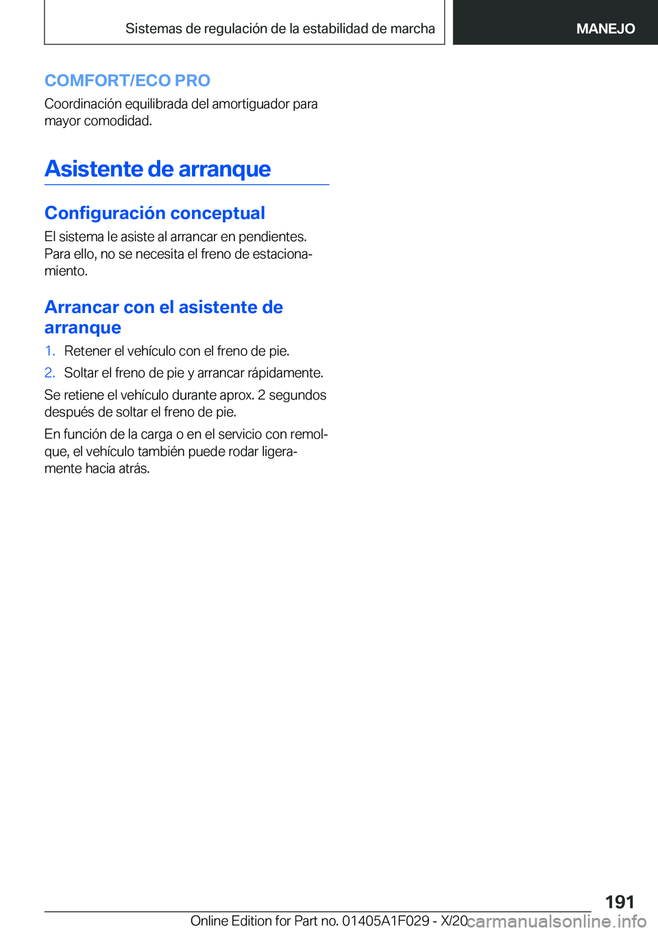 BMW X1 2021  Manuales de Empleo (in Spanish) �C�O�M�F�O�R�T�/�E�C�O��P�R�O�C�o�o�r�d�i�n�a�c�i�