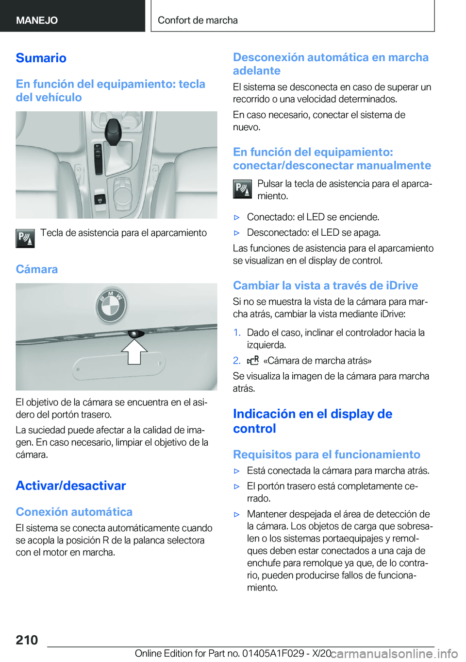 BMW X1 2021  Manuales de Empleo (in Spanish) �S�u�m�a�r�i�o�E�n��f�u�n�c�i�