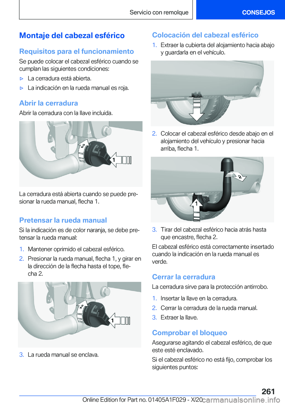 BMW X1 2021  Manuales de Empleo (in Spanish) �M�o�n�t�a�j�e��d�e�l��c�a�b�e�z�a�l��e�s�f�