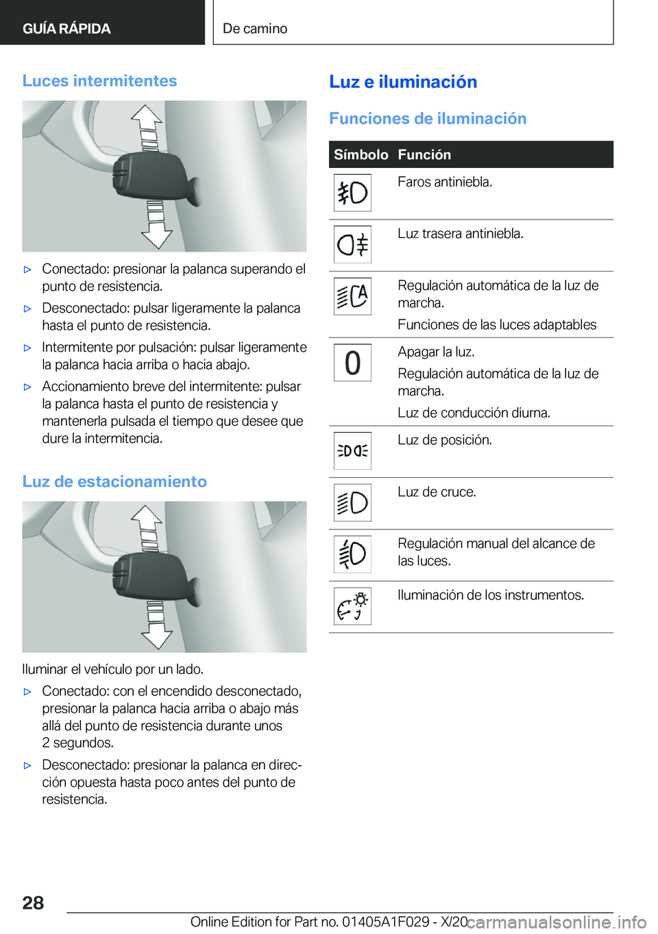 BMW X1 2021  Manuales de Empleo (in Spanish) �L�u�c�e�s��i�n�t�e�r�m�i�t�e�n�t�e�sx�C�o�n�e�c�t�a�d�o�:��p�r�e�s�i�o�n�a�r��l�a��p�a�l�a�n�c�a��s�u�p�e�r�a�n�d�o��e�l
�p�u�n�t�o��d�e��r�e�s�i�s�t�e�n�c�i�a�.x�D�e�s�c�o�n�e�c�t�a�d�o�:�