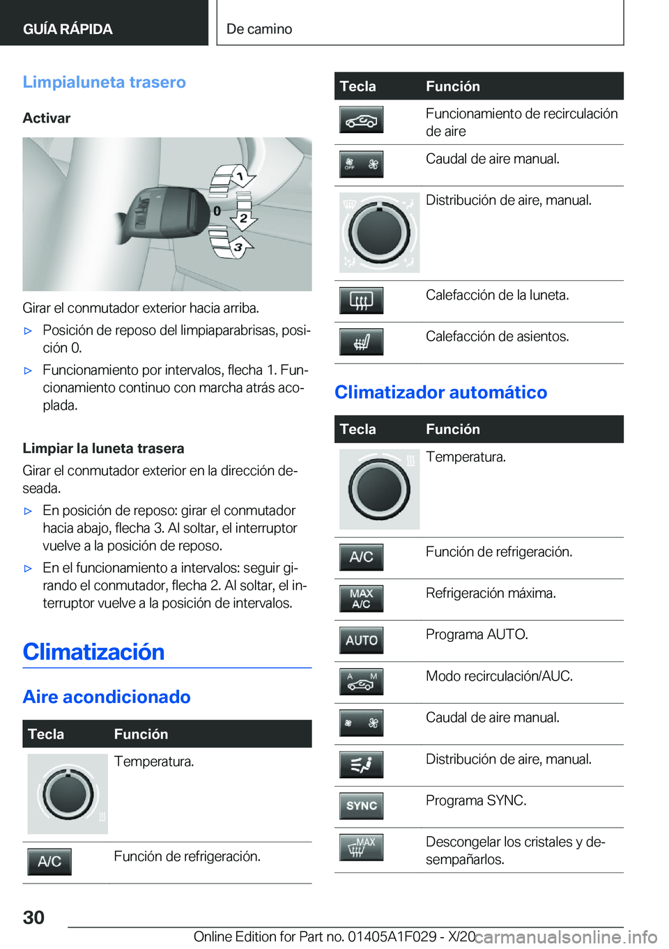 BMW X1 2021  Manuales de Empleo (in Spanish) �L�i�m�p�i�a�l�u�n�e�t�a��t�r�a�s�e�r�o�A�c�t�i�v�a�r
�G�i�r�a�r��e�l��c�o�n�m�u�t�a�d�o�r��e�x�t�e�r�i�o�r��h�a�c�i�a��a�r�r�i�b�a�.
x�P�o�s�i�c�i�