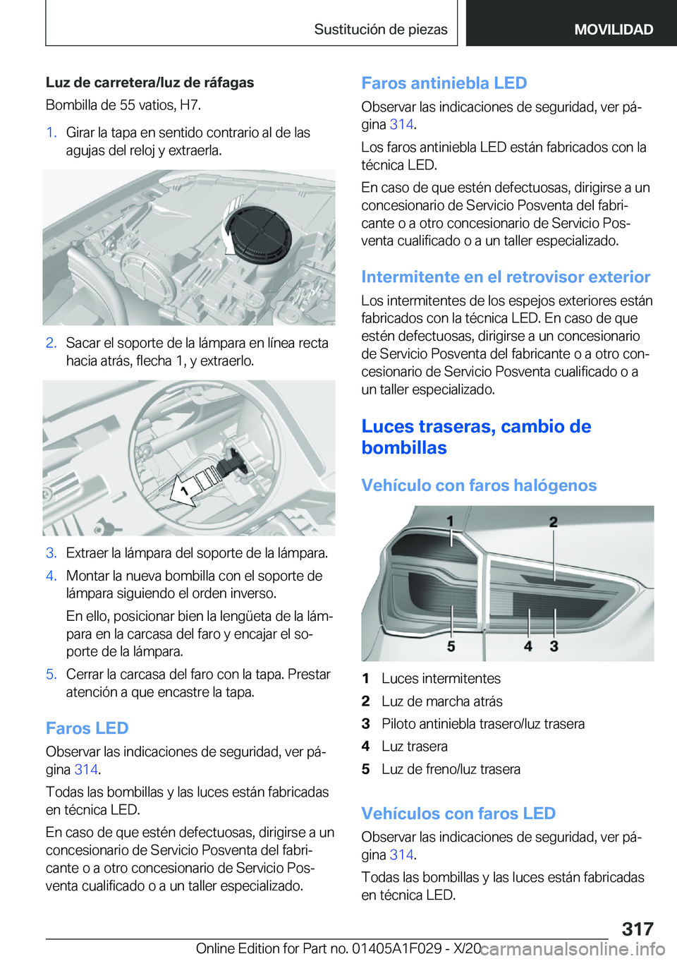 BMW X1 2021  Manuales de Empleo (in Spanish) �L�u�z��d�e��c�a�r�r�e�t�e�r�a�/�l�u�z��d�e��r�