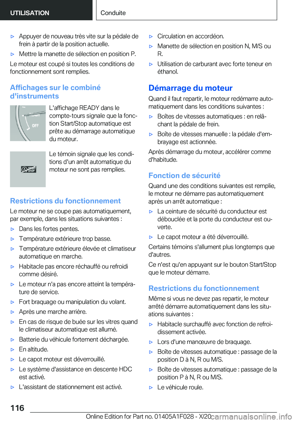 BMW X1 2021  Notices Demploi (in French) 'x�A�p�p�u�y�e�r��d�e��n�o�u�v�e�a�u��t�r�è�s��v�i�t�e��s�u�r��l�a��p�é�d�a�l�e��d�e
�f�r�e�i�n��