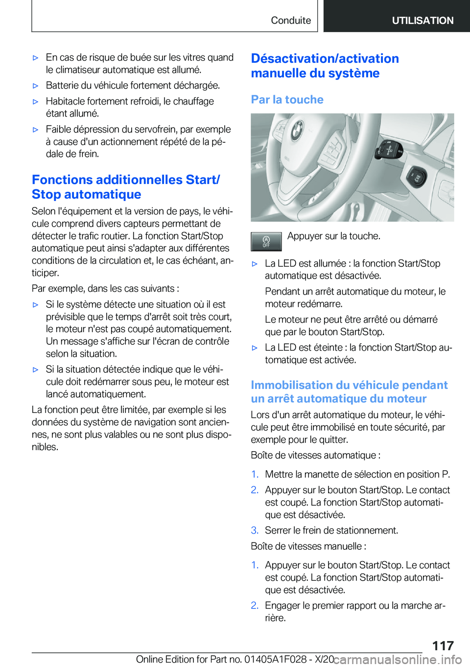 BMW X1 2021  Notices Demploi (in French) 'x�E�n��c�a�s��d�e��r�i�s�q�u�e��d�e��b�u�é�e��s�u�r��l�e�s��v�i�t�r�e�s��q�u�a�n�d
�l�e��c�l�i�m�a�t�i�s�e�u�r��a�u�t�o�m�a�t�i�q�u�e��e�s�t��a�l�l�u�m�é�.'x�B�a�t�t�e�r�i�e��