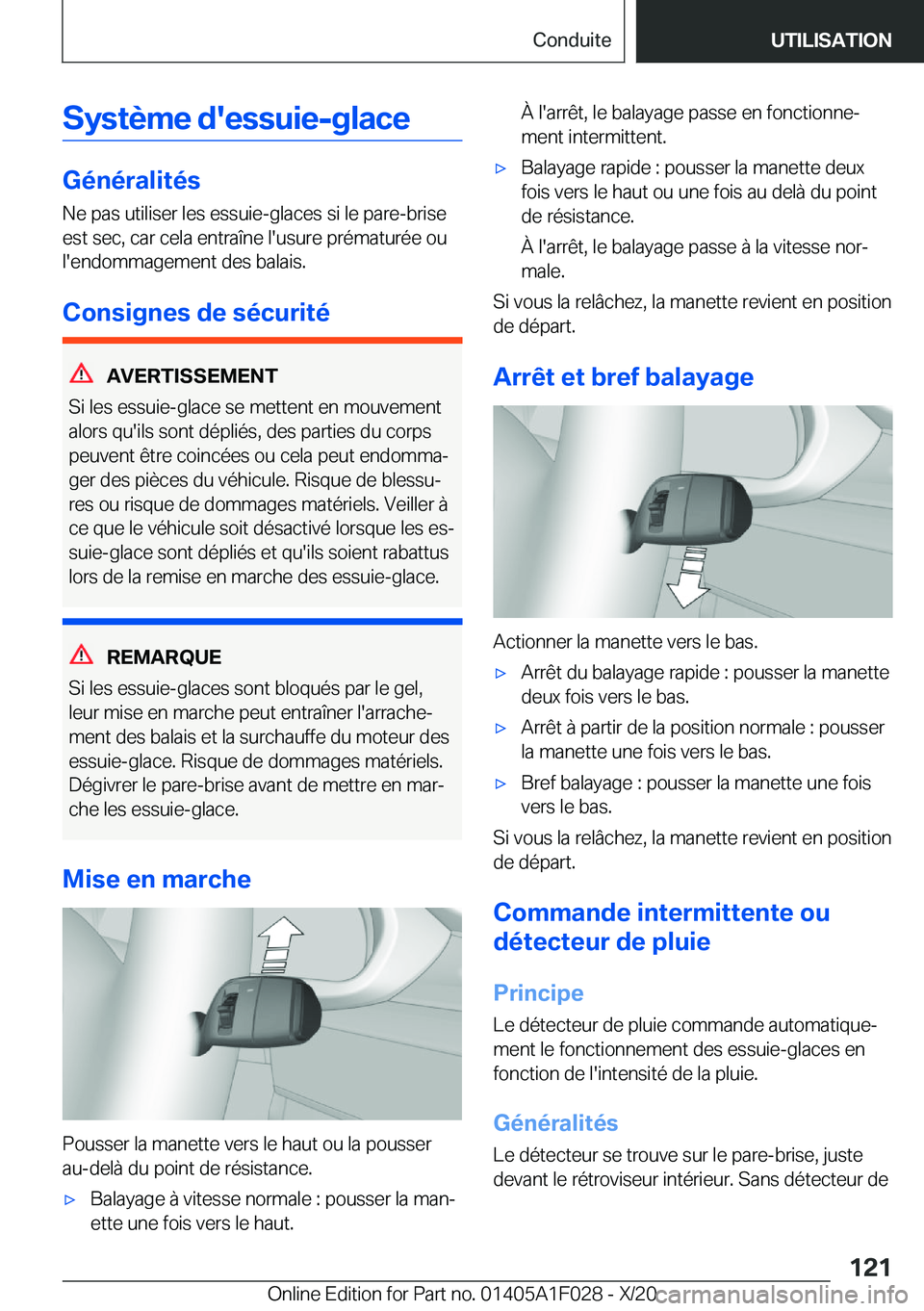 BMW X1 2021  Notices Demploi (in French) �S�y�s�t�è�m�e��d�'�e�s�s�u�i�e�-�g�l�a�c�e
�G�é�n�é�r�a�l�i�t�é�s�N�e��p�a�s��u�t�i�l�i�s�e�r��l�e�s��e�s�s�u�i�e�-�g�l�a�c�e�s��s�i��l�e��p�a�r�e�-�b�r�i�s�e
�e�s�t��s�e�c�,��c�a�r