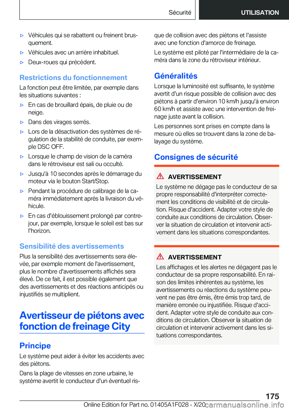 BMW X1 2021  Notices Demploi (in French) 'x�V�é�h�i�c�u�l�e�s��q�u�i��s�e��r�a�b�a�t�t�e�n�t��o�u��f�r�e�i�n�e�n�t��b�r�u�sj�q�u�e�m�e�n�t�.'x�V�é�h�i�c�u�l�e�s��a�v�e�c��u�n��a�r�r�i�è�r�e��i�n�h�a�b�i�t�u�e�l�.'x�