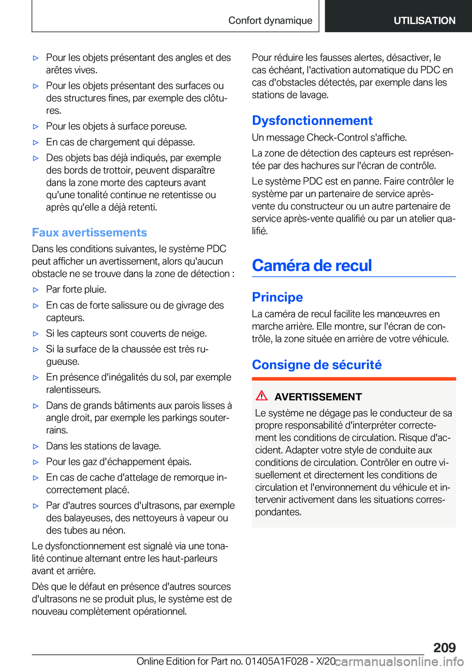 BMW X1 2021  Notices Demploi (in French) 'x�P�o�u�r��l�e�s��o�b�j�e�t�s��p�r�é�s�e�n�t�a�n�t��d�e�s��a�n�g�l�e�s��e�t��d�e�s�a�r�ê�t�e�s��v�i�v�e�s�.'x�P�o�u�r��l�e�s��o�b�j�e�t�s��p�r�é�s�e�n�t�a�n�t��d�e�s��s�u�r�f�