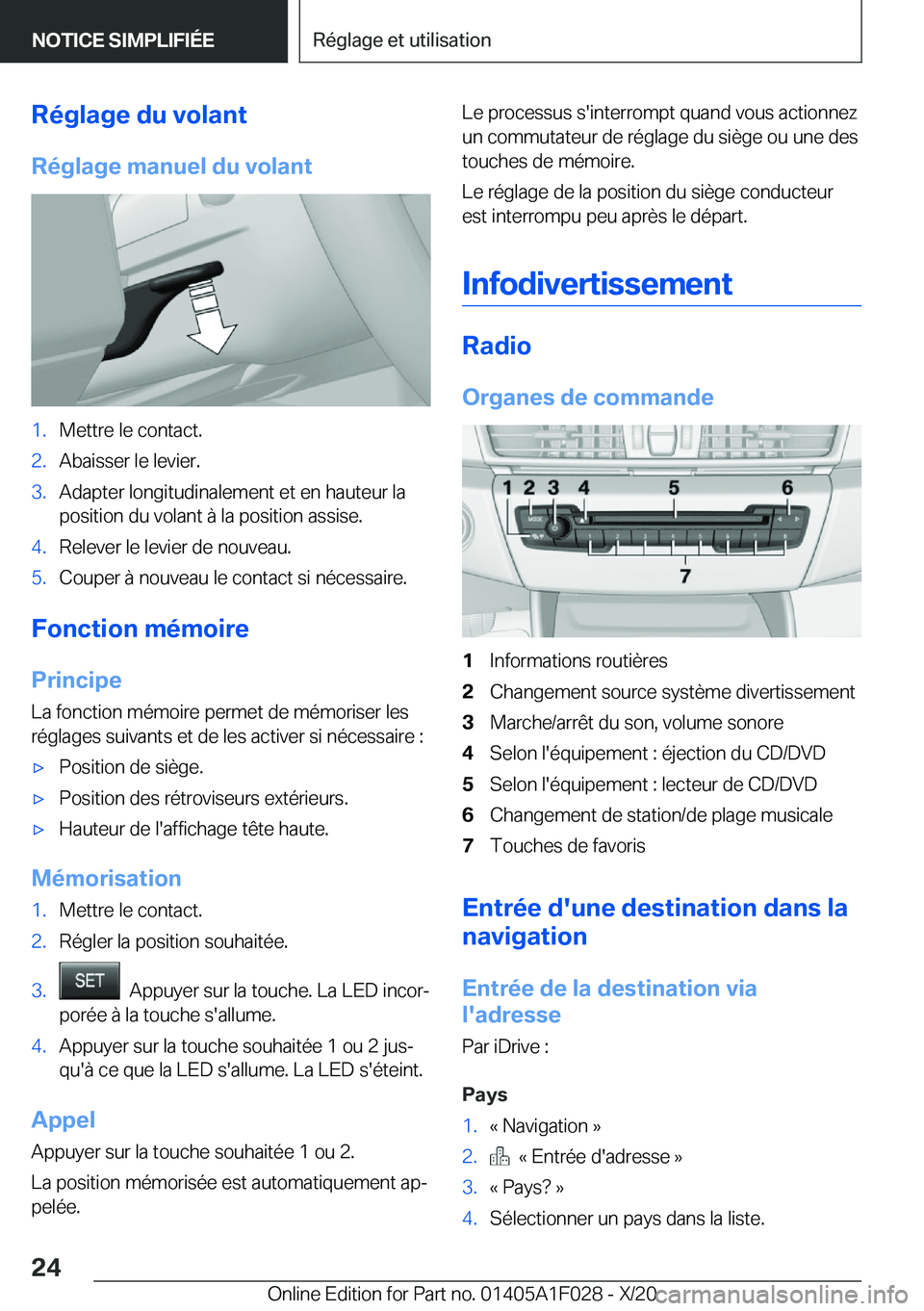 BMW X1 2021  Notices Demploi (in French) �R�é�g�l�a�g�e��d�u��v�o�l�a�n�t�R�é�g�l�a�g�e��m�a�n�u�e�l��d�u��v�o�l�a�n�t�1�.�M�e�t�t�r�e��l�e��c�o�n�t�a�c�t�.�2�.�A�b�a�i�s�s�e�r��l�e��l�e�v�i�e�r�.�3�.�A�d�a�p�t�e�r��l�o�n�g�i�t�u