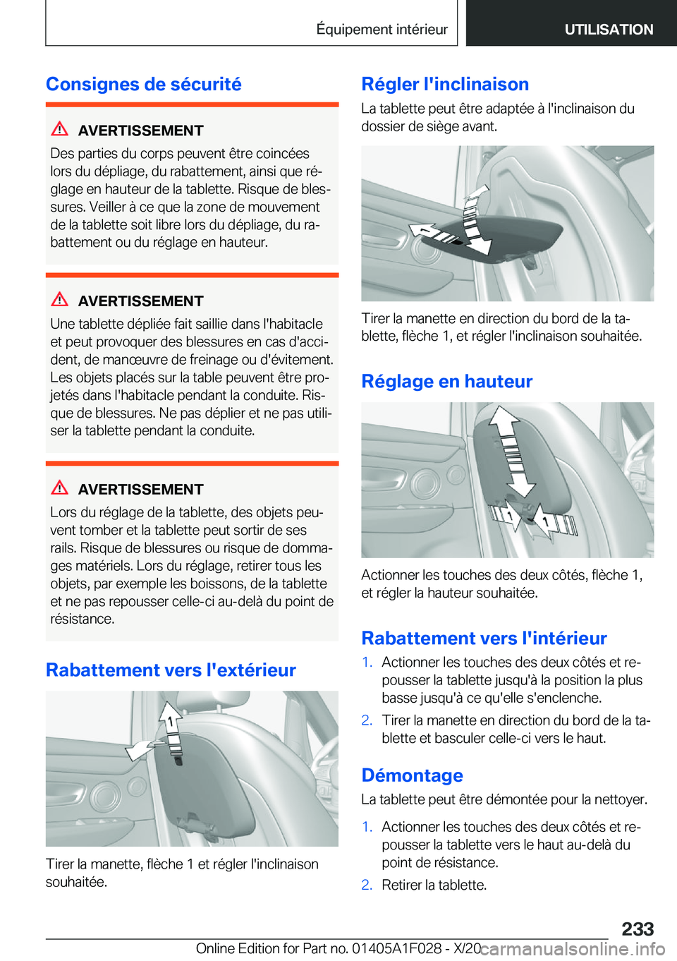 BMW X1 2021  Notices Demploi (in French) �C�o�n�s�i�g�n�e�s��d�e��s�é�c�u�r�i�t�é
�A�V�E�R�T�I�S�S�E�M�E�N�T
�D�e�s��p�a�r�t�i�e�s��d�u��c�o�r�p�s��p�e�u�v�e�n�t��ê�t�r�e��c�o�i�n�c�é�e�s
�l�o�r�s��d�u��d�é�p�l�i�a�g�e�,��d�u