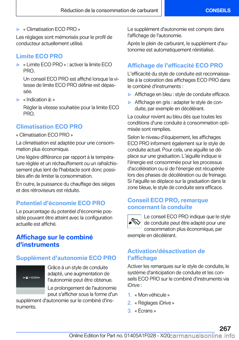 BMW X1 2021  Notices Demploi (in French) 'x�k��C�l�i�m�a�t�i�s�a�t�i�o�n��E�C�O��P�R�O��{
�L�e�s��r�é�g�l�a�g�e�s��s�o�n�t��m�é�m�o�r�i�s�é�s��p�o�u�r��l�e��p�r�o�f�i�l��d�e
�c�o�n�d�u�c�t�e�u�r��a�c�t�u�e�l�l�e�m�e�n�t��