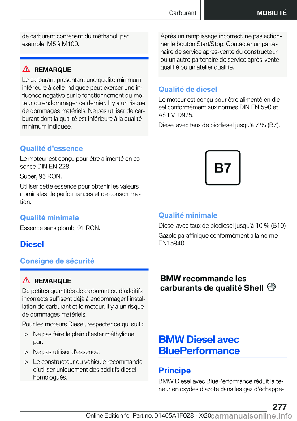 BMW X1 2021  Notices Demploi (in French) �d�e��c�a�r�b�u�r�a�n�t��c�o�n�t�e�n�a�n�t��d�u��m�é�t�h�a�n�o�l�,��p�a�r�e�x�e�m�p�l�e�,��M�5��