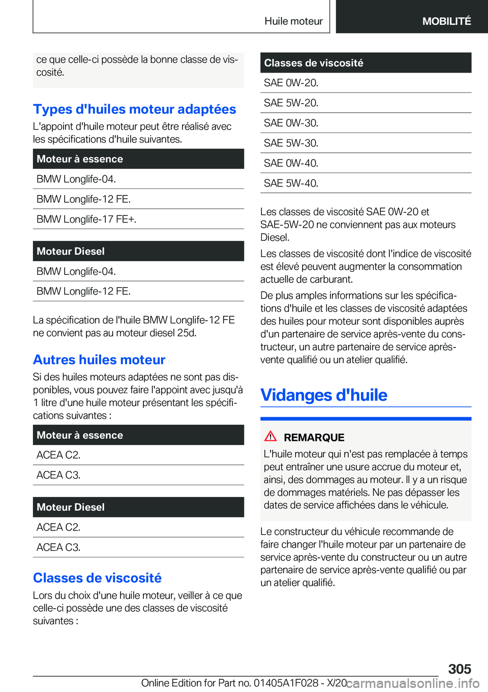 BMW X1 2021  Notices Demploi (in French) �c�e��q�u�e��c�e�l�l�e�-�c�i��p�o�s�s�è�d�e��l�a��b�o�n�n�e��c�l�a�s�s�e��d�e��v�i�sj
�c�o�s�i�t�é�.
�T�y�p�e�s��d�'�h�u�i�l�e�s��m�o�t�e�u�r��a�d�a�p�t�é�e�s �L�'�a�p�p�o�i�n�t