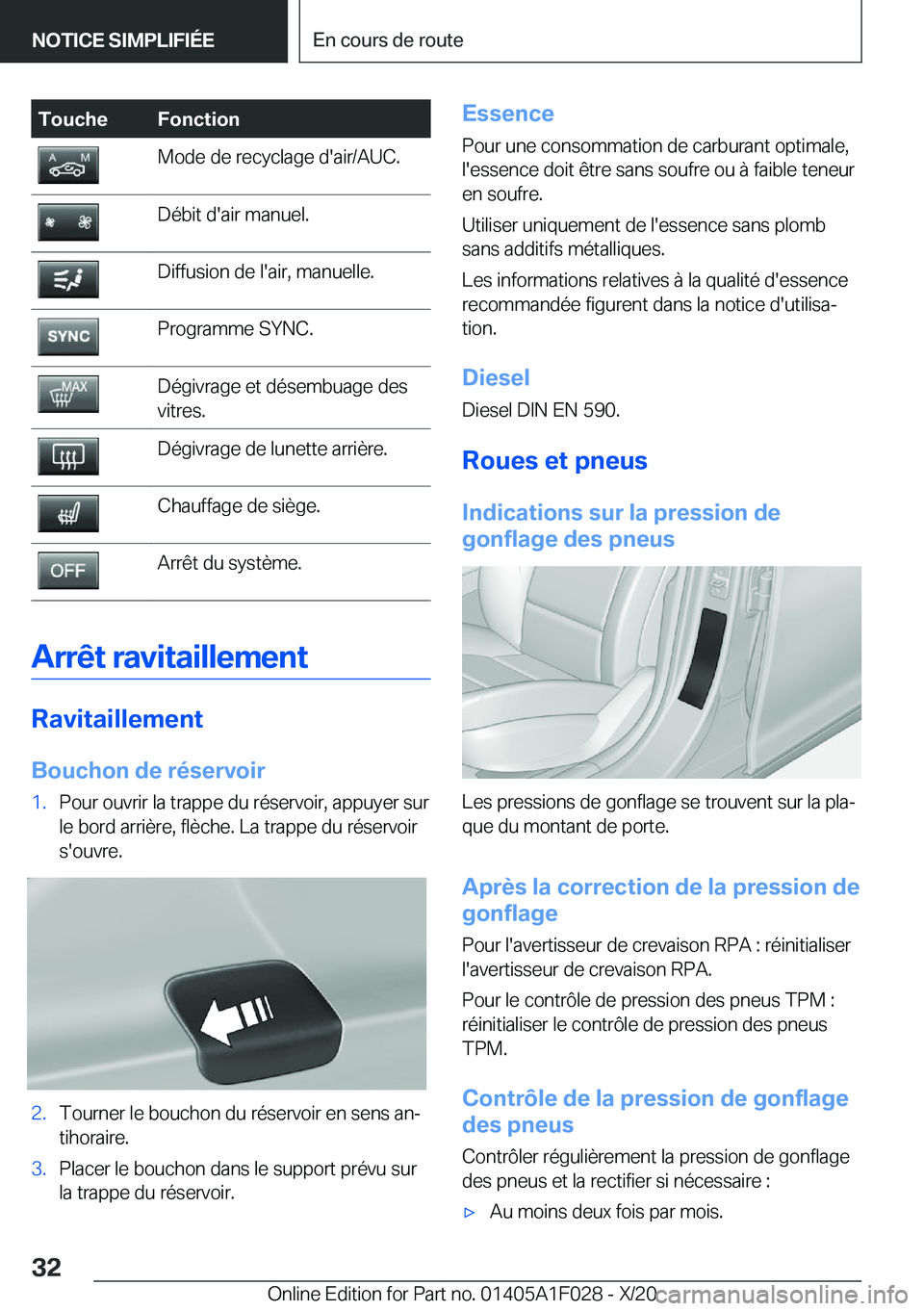 BMW X1 2021  Notices Demploi (in French) �T�o�u�c�h�e�F�o�n�c�t�i�o�n�M�o�d�e��d�e��r�e�c�y�c�l�a�g�e��d�'�a�i�r�/�A�U�C�.�D�é�b�i�t��d�'�a�i�r��m�a�n�u�e�l�.�D�i�f�f�u�s�i�o�n��d�e��l�'�a�i�r�,��m�a�n�u�e�l�l�e�.�P�r�o�
