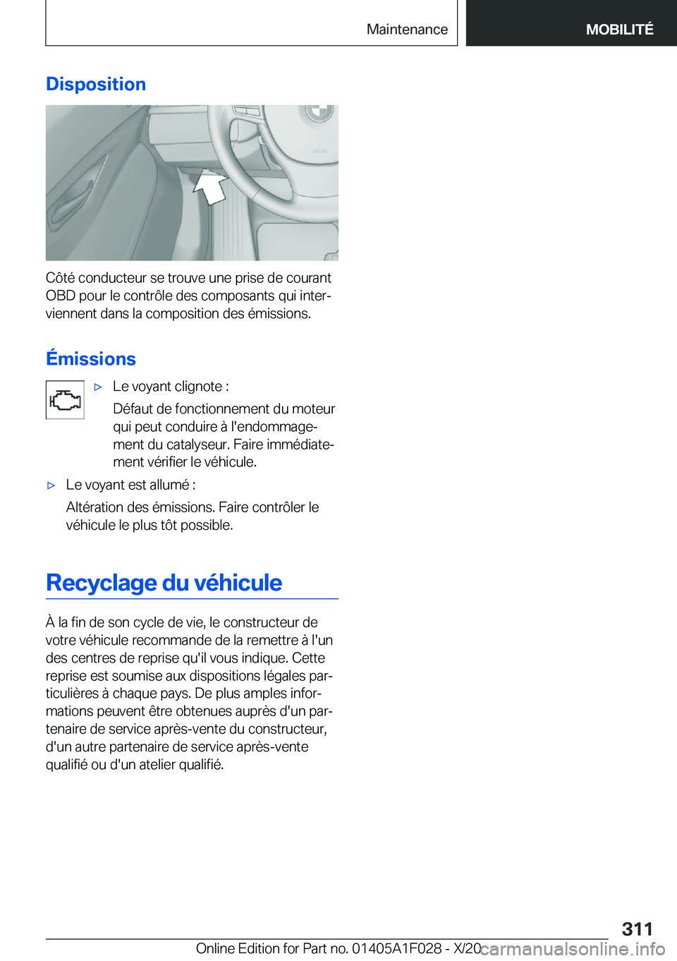 BMW X1 2021  Notices Demploi (in French) �D�i�s�p�o�s�i�t�i�o�n
�C�