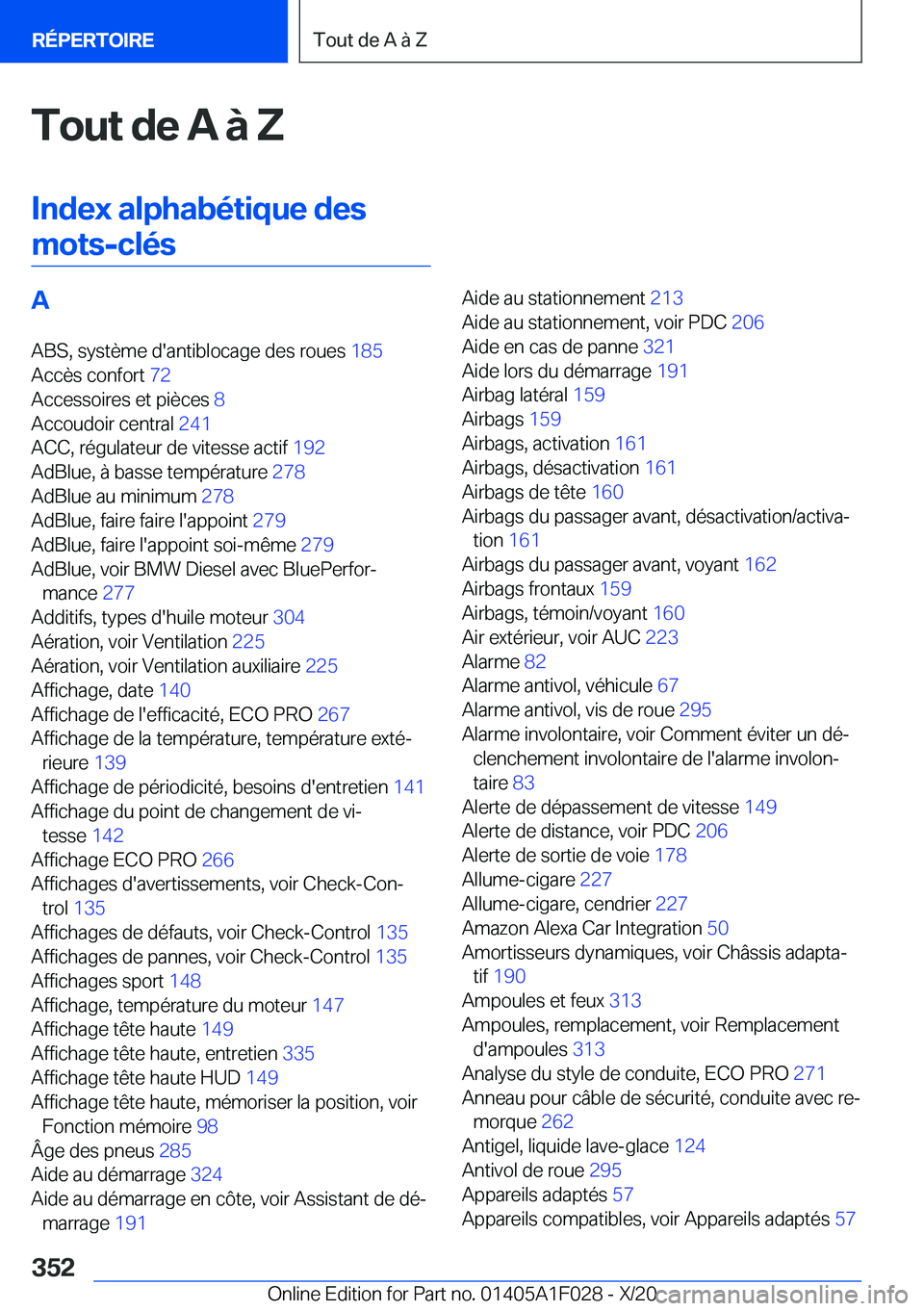 BMW X1 2021  Notices Demploi (in French) �T�o�u�t��d�e��A��