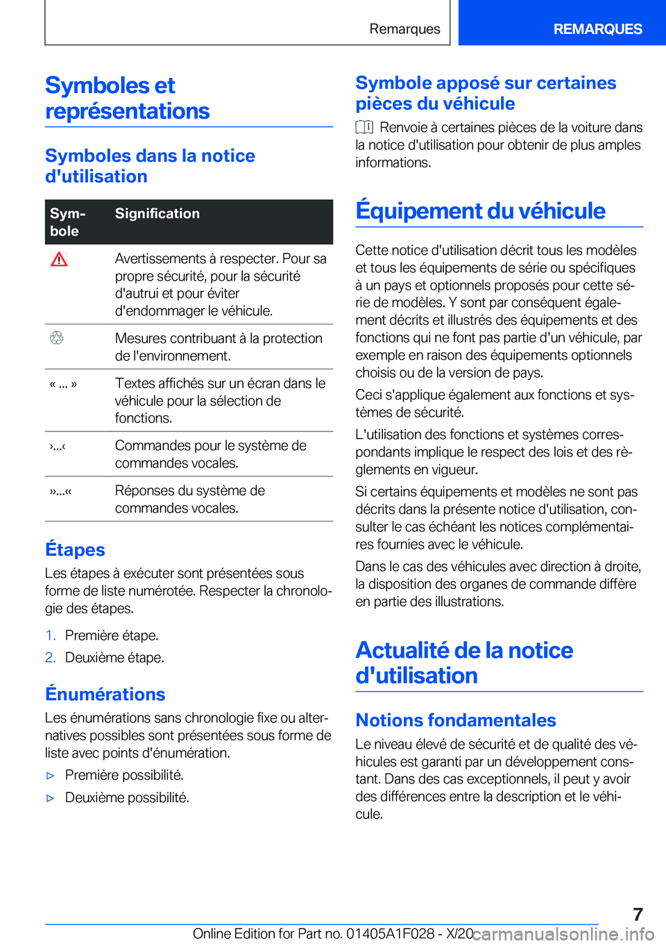 BMW X1 2021  Notices Demploi (in French) �S�y�m�b�o�l�e�s��e�t�r�e�p�r�é�s�e�n�t�a�t�i�o�n�s
�S�y�m�b�o�l�e�s��d�a�n�s��l�a��n�o�t�i�c�e
�d�'�u�t�i�l�i�s�a�t�i�o�n
�S�y�mj
�b�o�l�e�S�i�g�n�i�f�i�c�a�t�i�o�n��A�v�e�r�t�i�s�s�e�m�e�