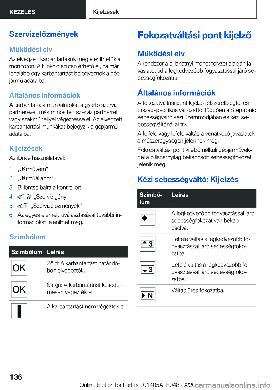 BMW X1 2021  Kezelési útmutató (in Hungarian) �S�z�e�r�v�i�z�e�l�