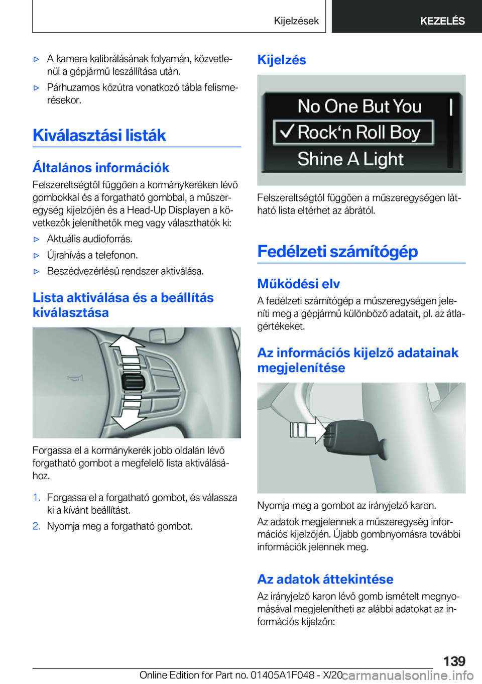 BMW X1 2021  Kezelési útmutató (in Hungarian) x�A��k�a�m�e�r�a��k�a�l�i�b�r�