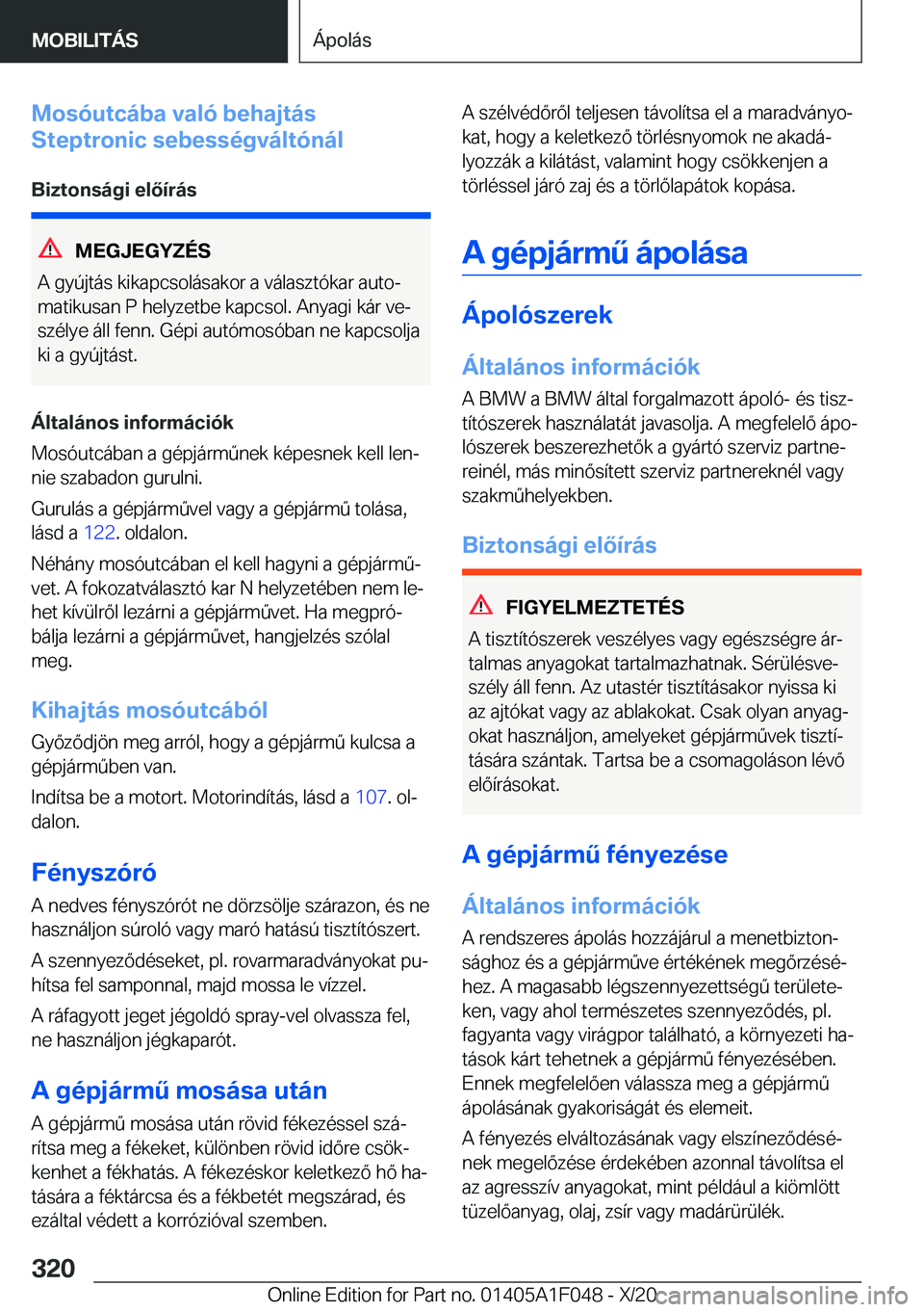 BMW X1 2021  Kezelési útmutató (in Hungarian) �M�o�s�