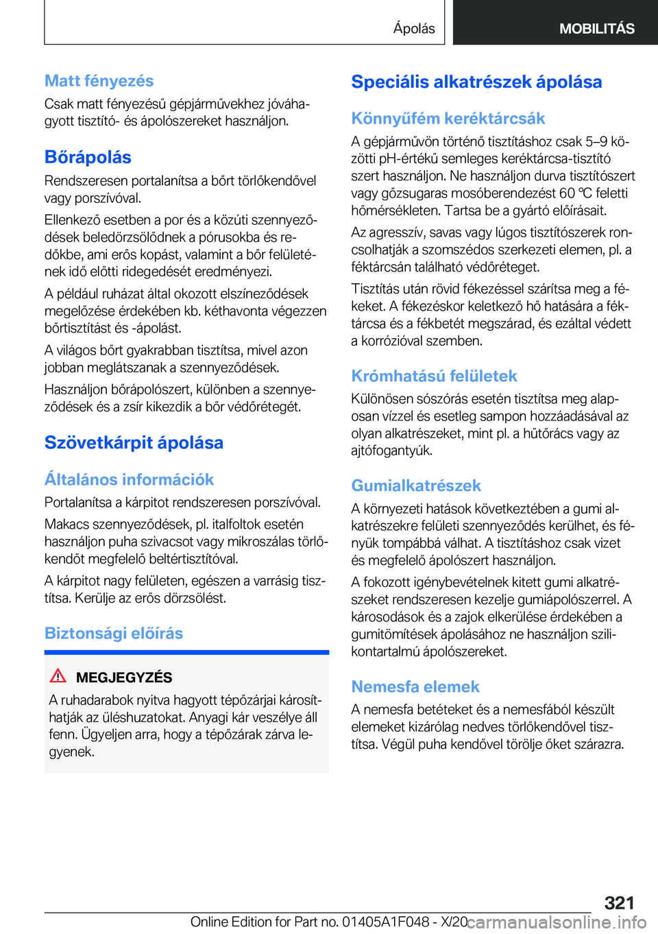 BMW X1 2021  Kezelési útmutató (in Hungarian) �M�a�t�t��f�